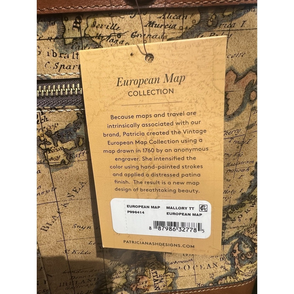 Patricia Nash Mallory Tote European Map Collection Leather Shoulder Bag NWT - Picture 8 of 16